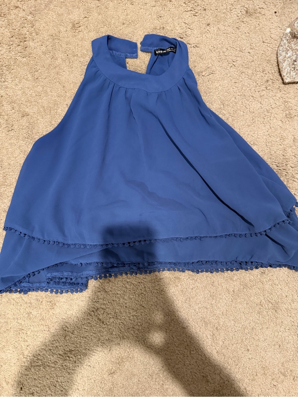 Talula Cobalt Blue Halter Layered Chiffon Camisole